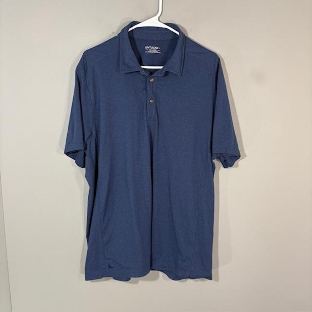 UNTUCKit Clavidor Polo Shirt Mens 2XL Blue Solid Performance Stretch Knit Top